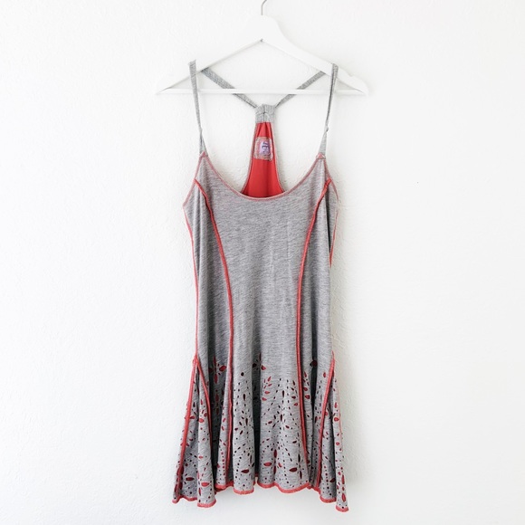 Free People Dresses & Skirts - Free People Gray Coral Eyelet Sleeveless Dress S